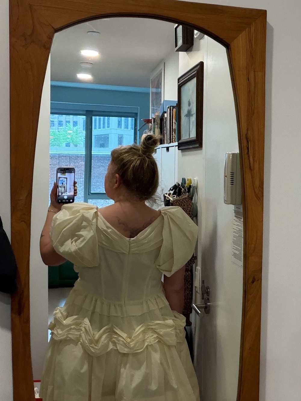 Simone Rocha Cream Gathered Dress with Delicate Ruching - Picture 5 of 5